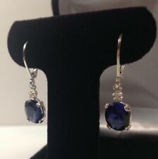 Natural Certified 925 Sterling Silver 6Ct Blue Sapphire Gemstone Antique Earring picture