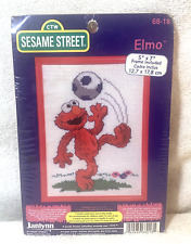 Vintage Janlynn Counted Cross Stitch Sesame Street Elmo Soccer Frame Included picture