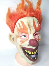 2015 Gemmy EVIL CLOWN FACE with Orange Hair Halloween Mask picture