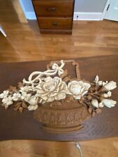 Vintage Syroco Homco 1975 Basket Of Flowers Wall Art Plaque #7605 25
