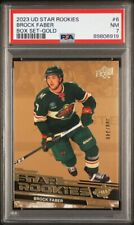 Brock Faber 2023-24 Upper Deck Star Rookies Gold Parallel RC Card #/349 PSA 7 picture