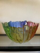Rainbow Prism Multi Colored Mikasa Walther 9”Glass Serving Bowl picture