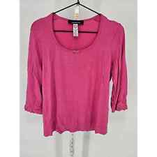 Jones New York Womens Sz M 3/4 Sleeve T Shirt Solid Pink Scoop Neck picture