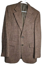 VTG Harris Tweed Blazer Men's 39 Reg Brown Pure Scottish Wool Handwoven Hebrides picture
