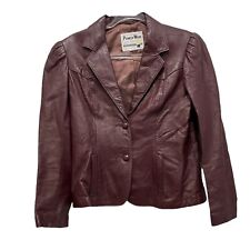 Pioneer Wear Western Leather Jacket Womens  Size 12 Vintage 1970s Burgundy picture