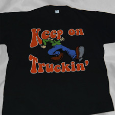 Good Vibes Keep On Truckin 70s Vintage Rare Black T-Shirt 1M025 picture