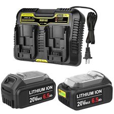 2PACK 6.5Ah battery/Dual charger for Dewalt 20V Lithium-ion DCB206-2 DCB205-2 picture