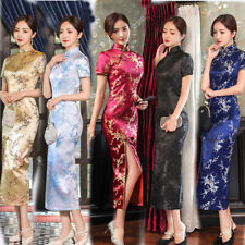 8 Color Chinese Style Skirt High Quality Women Cheongsam Long Dress Short Sleeve picture