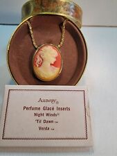 Vintage Amway Brooch Pin Necklace Cameo Perfume Pendant Locket With Box&Inserts picture