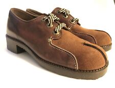 Vintage Mid Century Westeens Boys Size 2 M Brown Leather Suede Oxfords Shoes  picture