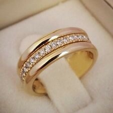 Women 925 Silver Filled,Gold Ring Cubic Zircon Wedding Jewelry Rings Sz 6-10 picture