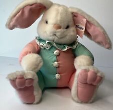 Vintage Russ Bunny Rabbit Plush Stuffed Animal Puffy Clown Outfit Tag Pastel picture