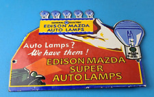 Vintage General Elec Sign - Edison Auto Light Bulb Lamps Porcelain Gas Pump Sign picture