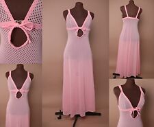 Vintage Glydons Made In USA Hollywood Pink Mesh Gown Slip Dress Lingerie 1960s? picture
