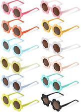 Kanayu 12 Pairs 5.71 Inch Adults Round Flower Sunglasses UV Protection Flower Gl picture