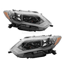 Halogen Headlight For 2017-2020 Nissan Rogue W/LED DRL Left+Right Headlamp Pair picture