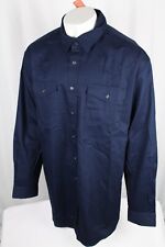 Roper Men's Midweight Western Button Shirt Long Sleeve Solid Navy Blue picture
