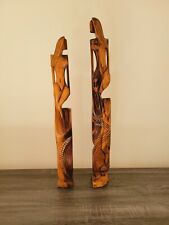 two antique Black & White Ebony Wood sculpture of women picture