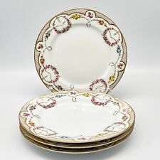 Antique Richard Klemm RK Dresden Set/4 Rose Floral Swag Porcelain Salad Plates picture