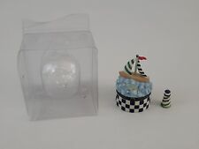 Vintage Pfaltzgraff Porcelain Trinket Box With Sailboat Dolphin Scene Lighthouse picture