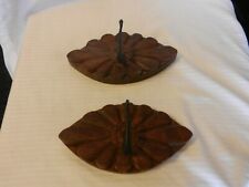 Pair of Brown Wooden Hat Coat Hooks, Wall Mount Flower Design from India picture