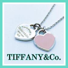 TIFFANY & Co. Return to Mini Double Heart Necklace Pink No Box Used Auth picture