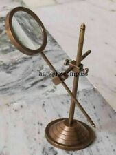 Magnifying Reading Glass W Stand Nautical Vintage Brass Table Marine Magnifier  picture