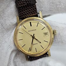 Vintage Bucherer Golden Date Dial Quartz Gold Tone Men's Wrist Watch New Battery picture