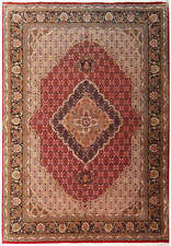 5' x 8' Wool and Silk Mahi Tabreez rug Pom Red #F-5592 picture