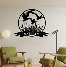 Custom Flying Mallard Duck Hunting Metal Wall Art Personalized Hunter Name Sign picture