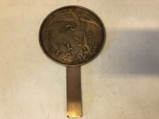 Vintage Possibly Antique Bronze Metal Japanese Crane & Tortoise Decorated Mirror picture