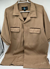 STEVE HARVEY Celebrity Edition Beige With Brown Trimming Button Up Shirt XL picture