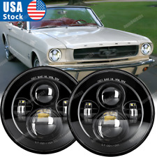 For Ford Mustang 1965-1973 Pair 7 Inch Round Led Headlights Hi/Lo Beam Halo DRL picture