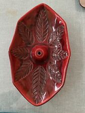 Vintage Cal Original Red Leaf Dish 141 Pottery picture