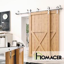 Brushed Nickel Double Track U-Shape Bypass Sliding Barn Door Hardware picture
