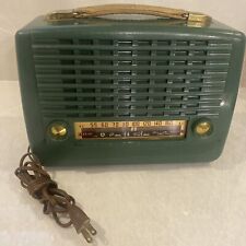 Vintage Philco Portable AM Radio With Leather Strap. Works- In Great Condition . picture