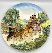 Vintage S & R Bas Relief Stagecoach Countryside Collector Plate 3807 W Germany picture