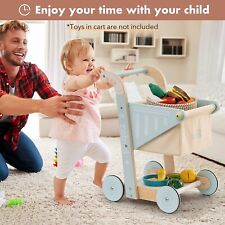 ROBOTIME Baby Wooden Shopping Cart Toy for Toddler Kids Push Walker Toy WRP02 picture