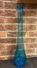 Vintage Large 21” MCM Kanawha Blue Hobnail Swung Vase-See Pics picture