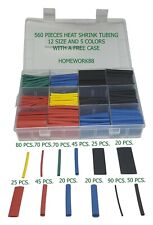 560 PCS. 2:1 HEAT SHRINK TUBING TUBE SLEEVING WRAP CABLE WIRE 5 COLORS 12 SIZES picture