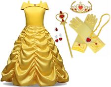 Beauty and Beast Kid's Yellow Princess Belle Costume Halloween Party Girl Dress picture