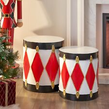 Christmas Toy Drum Decoration Set, Red and White picture