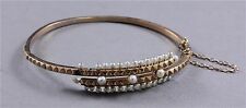 Gorgeous European Hinged Bangle Bracelet w/Pearl Accents 2 3/8