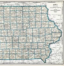 1941 Iowa Map Dubuque Des Moines Davenport Cedar Rapids Ames Sioux Council Bluff picture