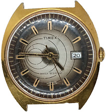 C654 mens Vintage 1974 Timex Marlin Space Age Manual Gold Plated Watch Works lot picture