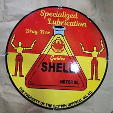 SHELL MOTOR OIL PORCELAIN ENAMEL SIGN 30 INCHES ROUND picture