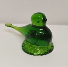 Vintage Kanawha Green Glass Bird Paperweight picture