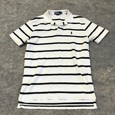 VTG Polo Ralph Lauren Short Sleeve Polo Men's M White Black Striped picture
