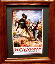 Winchester Western Hunter Elk Horse Old Time Poster Framed 8x10 picture