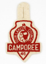 Vintage 1946 Camporee Felt Patch Four Lakes Council Wisconsin WI Boy Scouts BSA picture